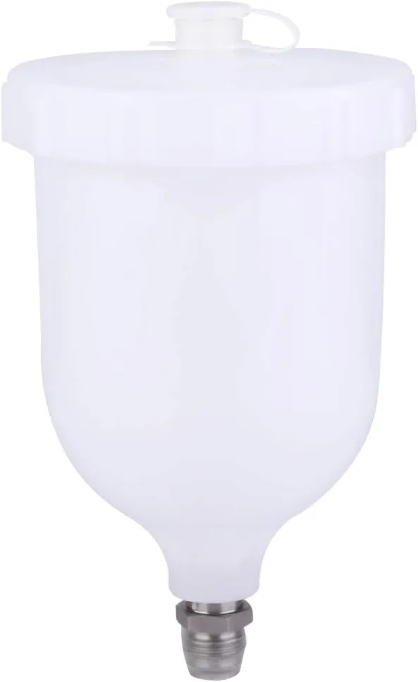600ml Spray Gun Pot Feed Spray Gun Cup Threaded Connector for Automatic Sprayer White