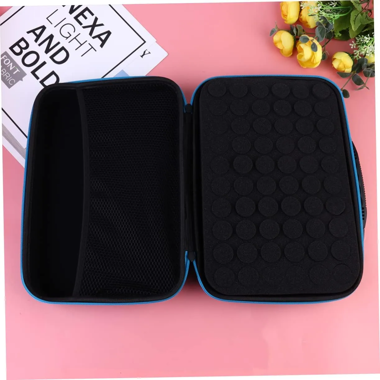60grid Essential Oils Storage Bag Portable Holder Zipper Organizer Shockproof Design for Travel and Home Use Fits Bottles