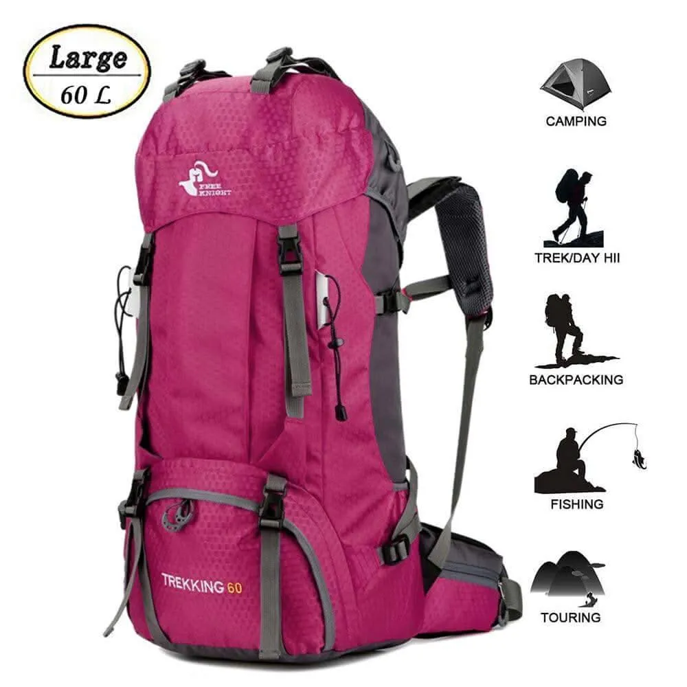 60L Waterproof Lightweight Hiking Backpack with Rain Cover,Outdoor Sport Travel Daypack