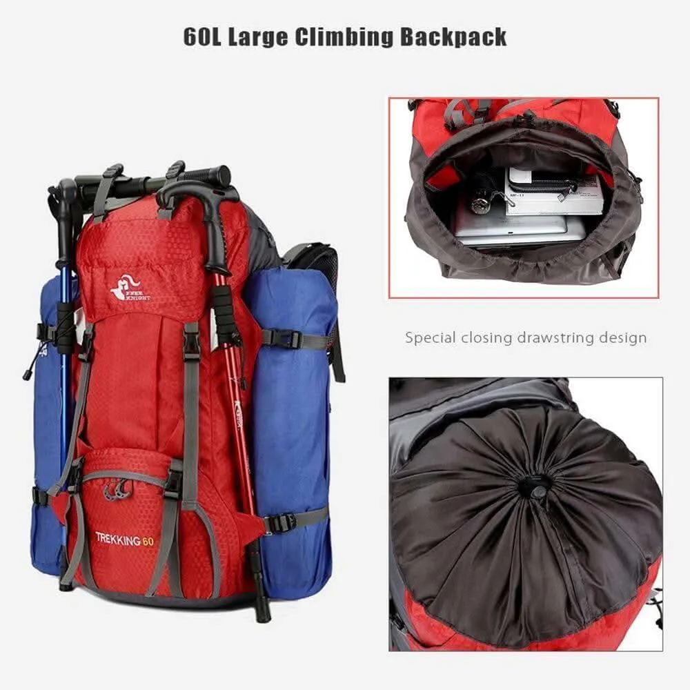 60L Waterproof Lightweight Hiking Backpack with Rain Cover,Outdoor Sport Travel Daypack