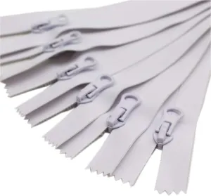 6PCS 8 Inch #5 Waterproof Zippers Bulk Closed Bottom Waterproof Zipper for Sewing, Bags, Luggage, Craft, Clothes, Jackets, Raincoats, Ski Suit, Decorating (White)