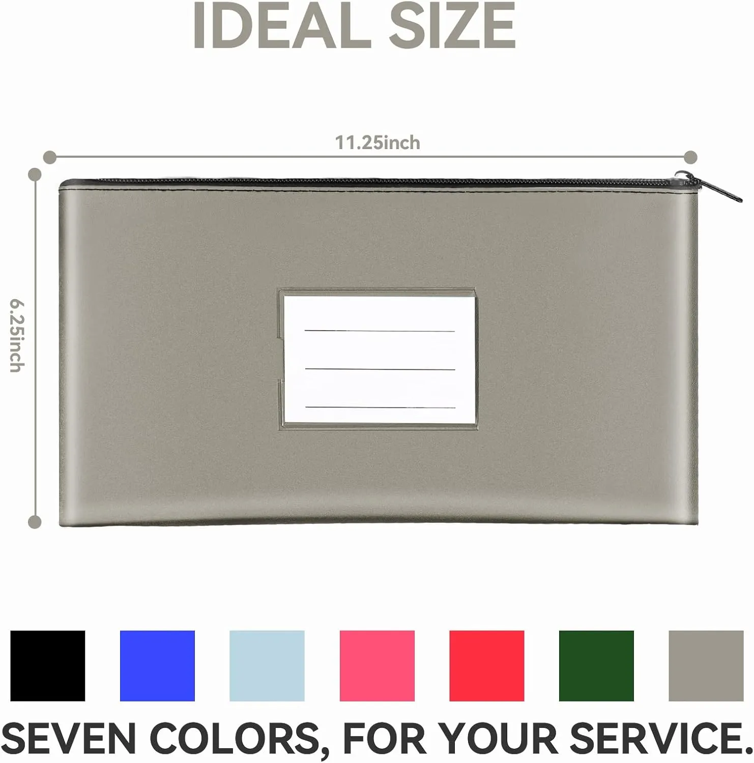 7 Pack Money Bags with Zipper for Cash, Bank Deposit Bags,Money Pouches with Zipper,Bank Bag,Cash Bag,11.2x6.3 inches (7 Colors,14 cards)