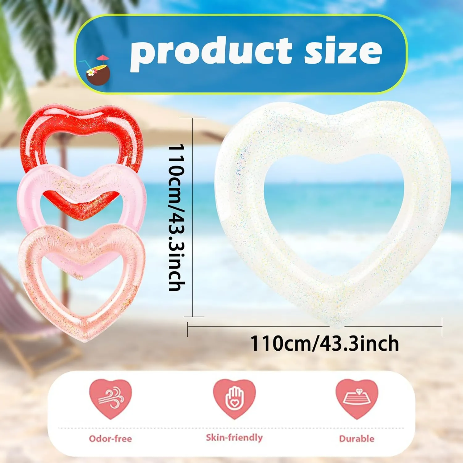 8 Pack 47.3 Inch Inflatable Heart Shaped Pool Float Inflatable Heart Shaped Swimming Ring Pool Heart Shaped Tube for Adult Summer Beach Pool Bachelor Party
