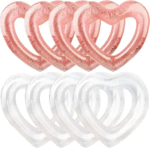 8 Pack 47.3 Inch Inflatable Heart Shaped Pool Float Inflatable Heart Shaped Swimming Ring Pool Heart Shaped Tube for Adult Summer Beach Pool Bachelor Party