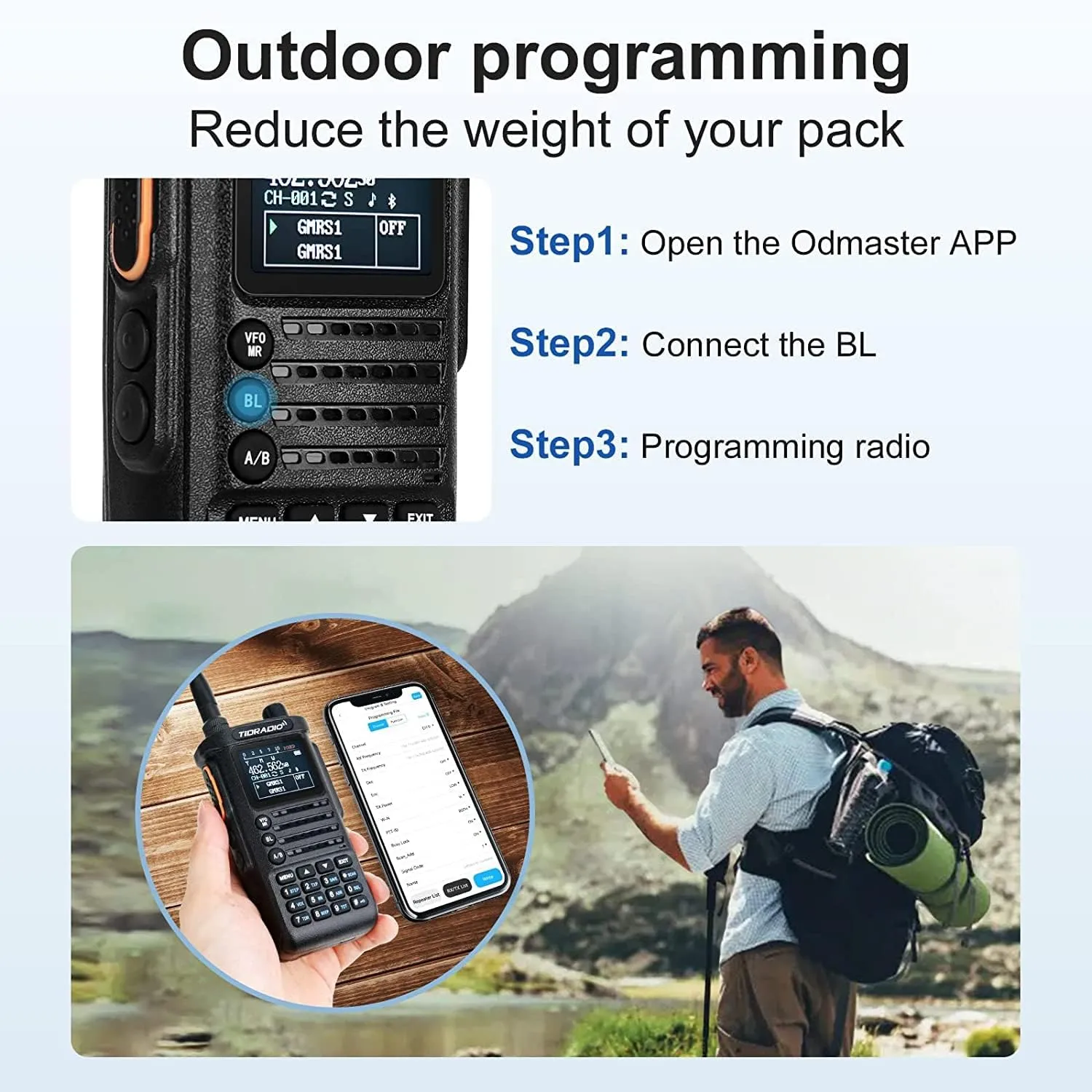 8 Watt TD-H8 GMRS Handheld Radio(2nd Gen) with 4PCS Batteries, 771 Long Antenna & Earpiece - Bluetooth Programming, Repeater Capable, Dual Band Long Range Two Way Radios - 2Pack Full Kit