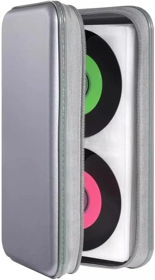 80-Slot Storage Handbag Disc Box Dusproof Protections Sleeve Case Storage Solution for Travel Use, Silver, Bag Organiser