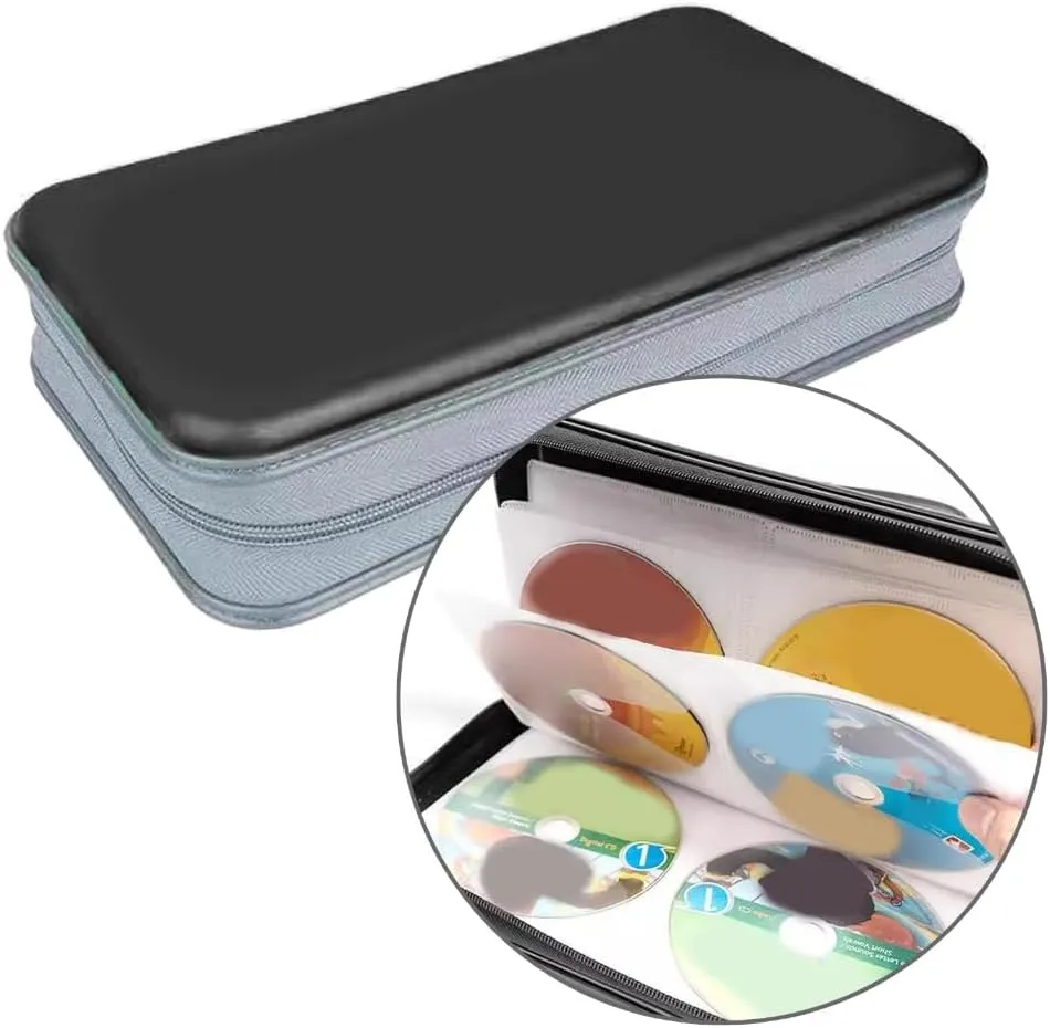 80-Slot Storage Handbag Disc Box Dusproof Protections Sleeve Case Storage Solution for Travel Use, Silver, Bag Organiser
