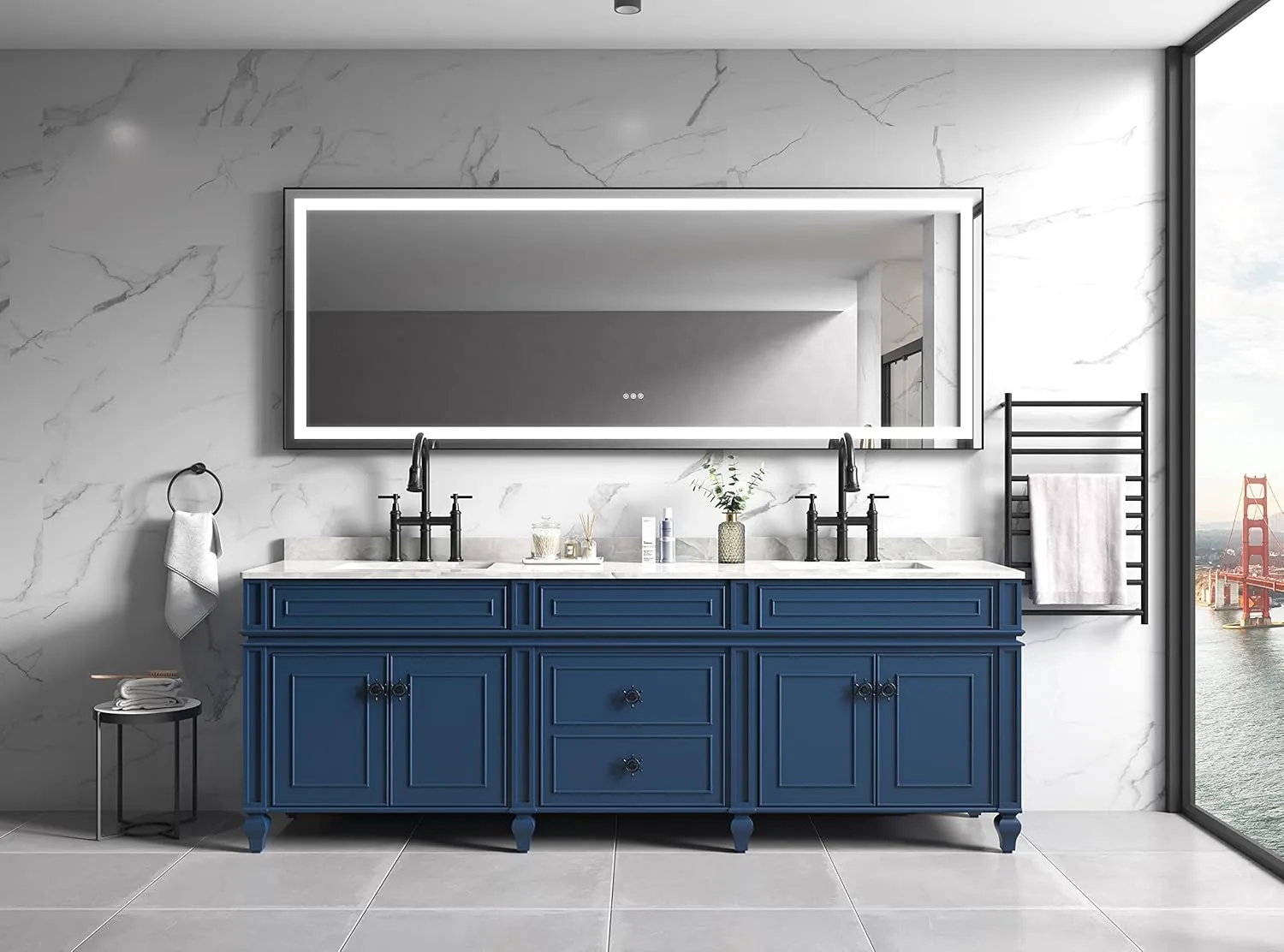 96 * 36 in Bathroom led Mirror is Multi Functional and Each Function is Controlled by a Smart Touch Button.