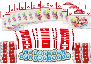 96 Pack Game Party Supplies Party Candy Decorations, 48 Pack Candy and Chocolate Bar Wrappers(2 Size), 12 Set of Candy Bags, 12 Pack Chocolate Coin Labels for Kids Game Party Favors1