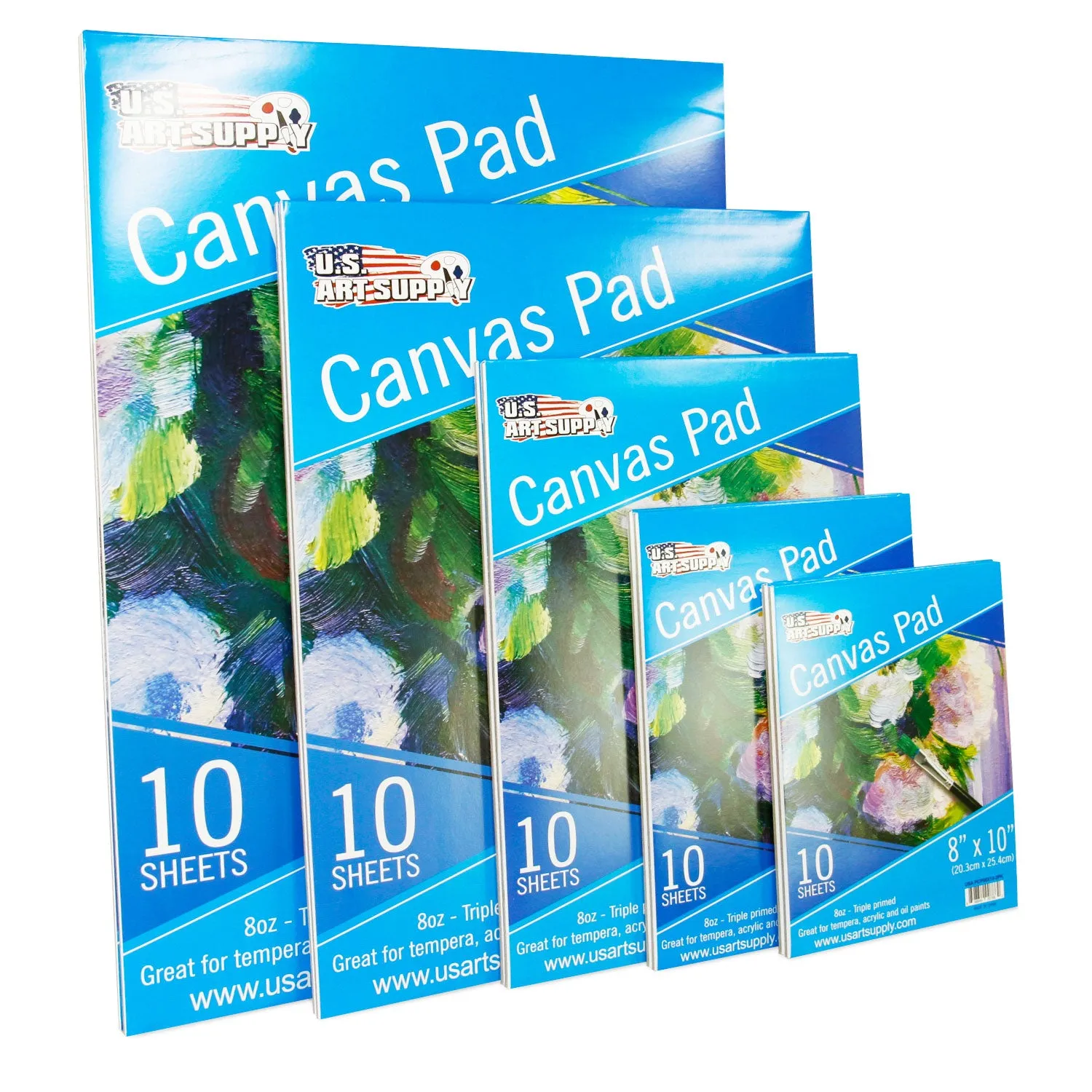 9" x 12" 10-Sheet 8-Ounce Triple Primed Acid-Free Canvas Paper Pad (Pack of 2 Pads), Canvas Paper for Acrylic Painting