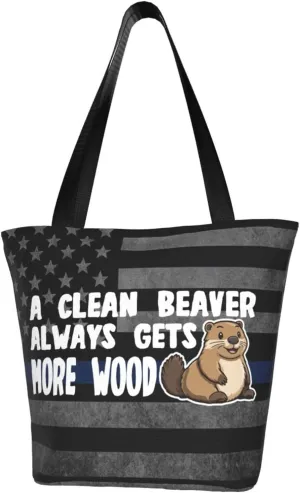 A Clean Beaver Always Gets More Wood Fashion Shoulder Bag Large Capacity For Man Or Woman
