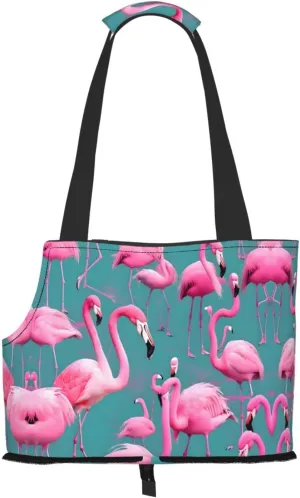 A Flock of Flamingos Printed pet Shoulder Bag - Foldable Design, Small cat and Dog Travel Bag