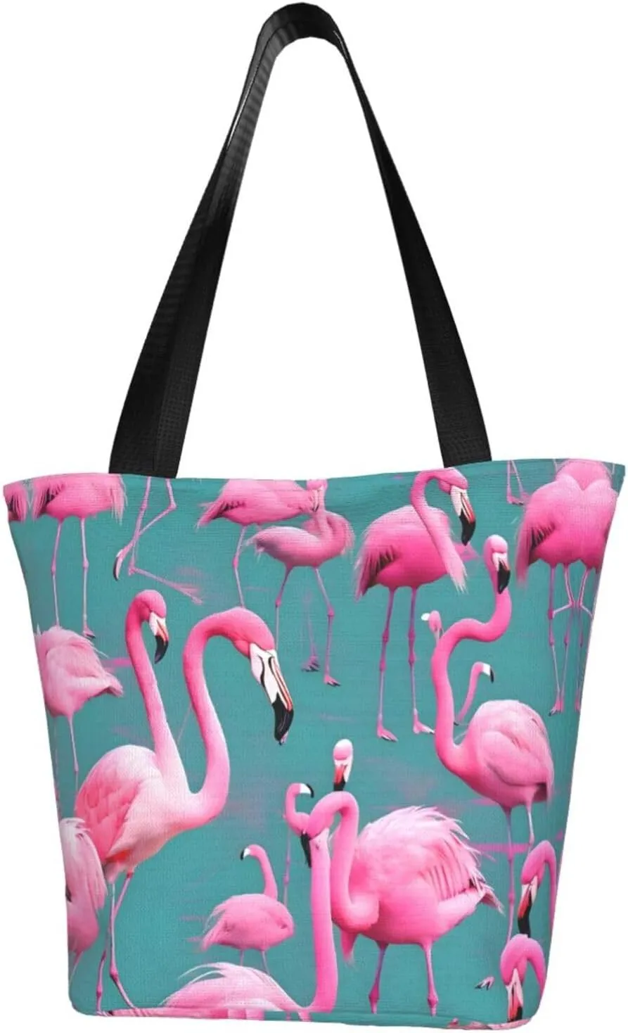 A flock of flamingos Women's fashion shoulder bag, shopping handbag, suitable for weekend travel shopping shoulder bag messenger bag