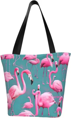 A flock of flamingos Women's fashion shoulder bag, shopping handbag, suitable for weekend travel shopping shoulder bag messenger bag