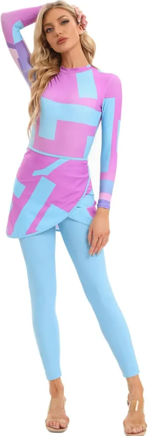 ABAFIP Women's Modest Muslim Swimwear Rash Guard Long Sleeve Swimsuit Pants Skirt Sarong Cover ups Bathing Suit