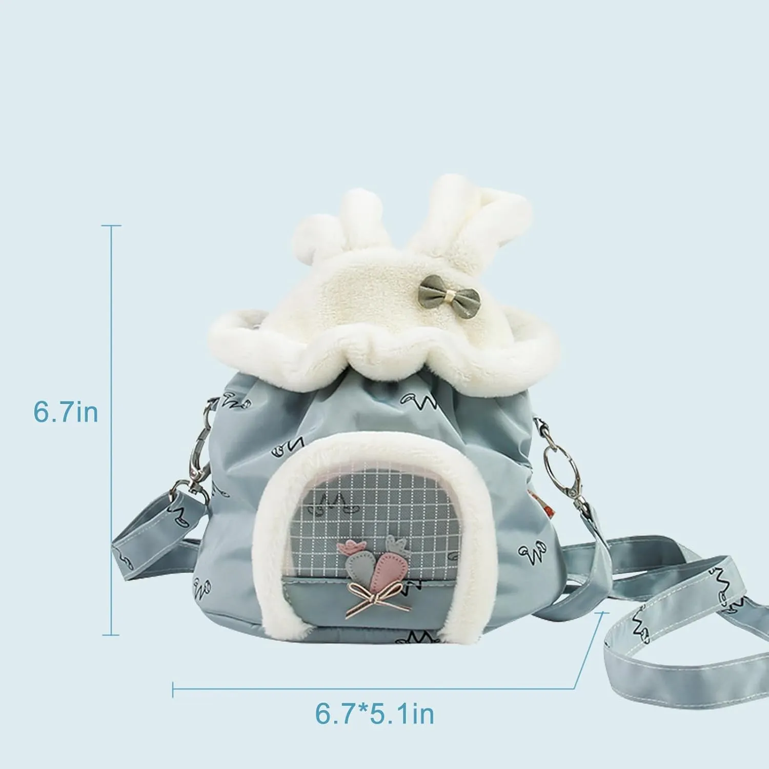 ABLAZEZAI Portable Hedgehog Carrier Bag, Breathable Hamster Outdoor Travel Bag, Short Plush Warm Rat Travel Handbag Pouch for Sugar Glider Mice Bird Gerbil Hedgehog (Blue)