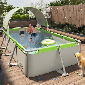 Above Ground Swimming Pool – Durable Family Pool for Backyard – Easy Setup, No Inflation Needed, Quick Drainage, with Filter Pump,Perfect Outdoor Pool for Family Fun & Relaxation (115IN)