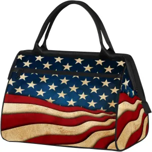 Abstract American Flag Large Travel Duffel Bag Gym Tote Bag for Women Men Waterproof Weekend Overnight Bag Carry On Tote Luggage with Pocket Personal Item Bags Sports Bag fit Travel Sports Gym Yoga
