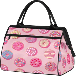 Abstract Dessert Donut Travel Duffel Bag Gym Tote Bag for Women Men Waterproof Weekend Overnight Bag Carry On Tote Luggage with Pocket Personal Item Bags Sports Bag fit Travel Sports Gym Yoga