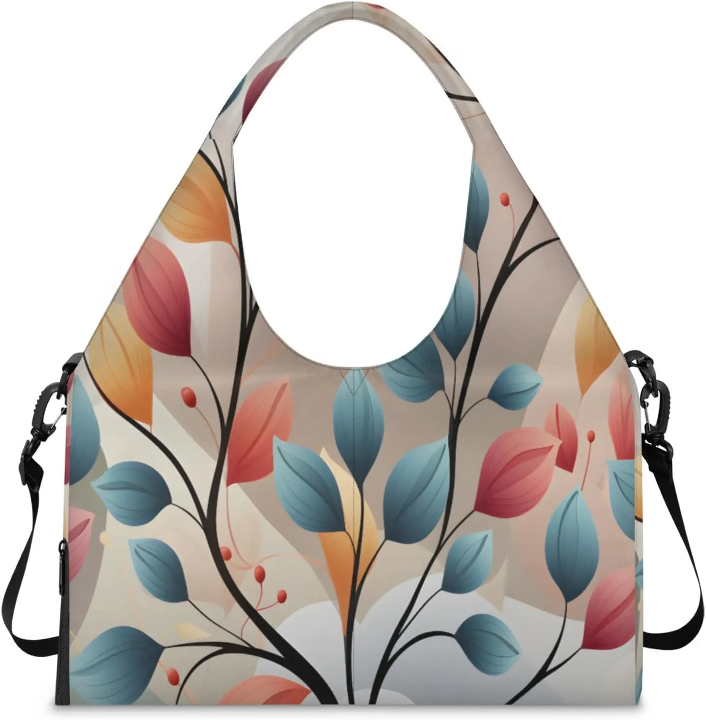 Abstract Leaf Artistry Waterproof Gym Bag for Men Women, Sports Duffel Bag with Shoe Compartment Yoga Mat Holder, Portable Large Travel Bag for Fitness, Camping, Weekend Trips
