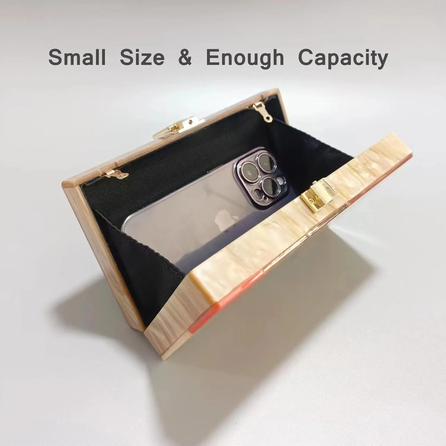 Acrylic Clutch Purse for Women Colorful Evening Handbag Geometric Marbling Box Bag with Detachable Chain