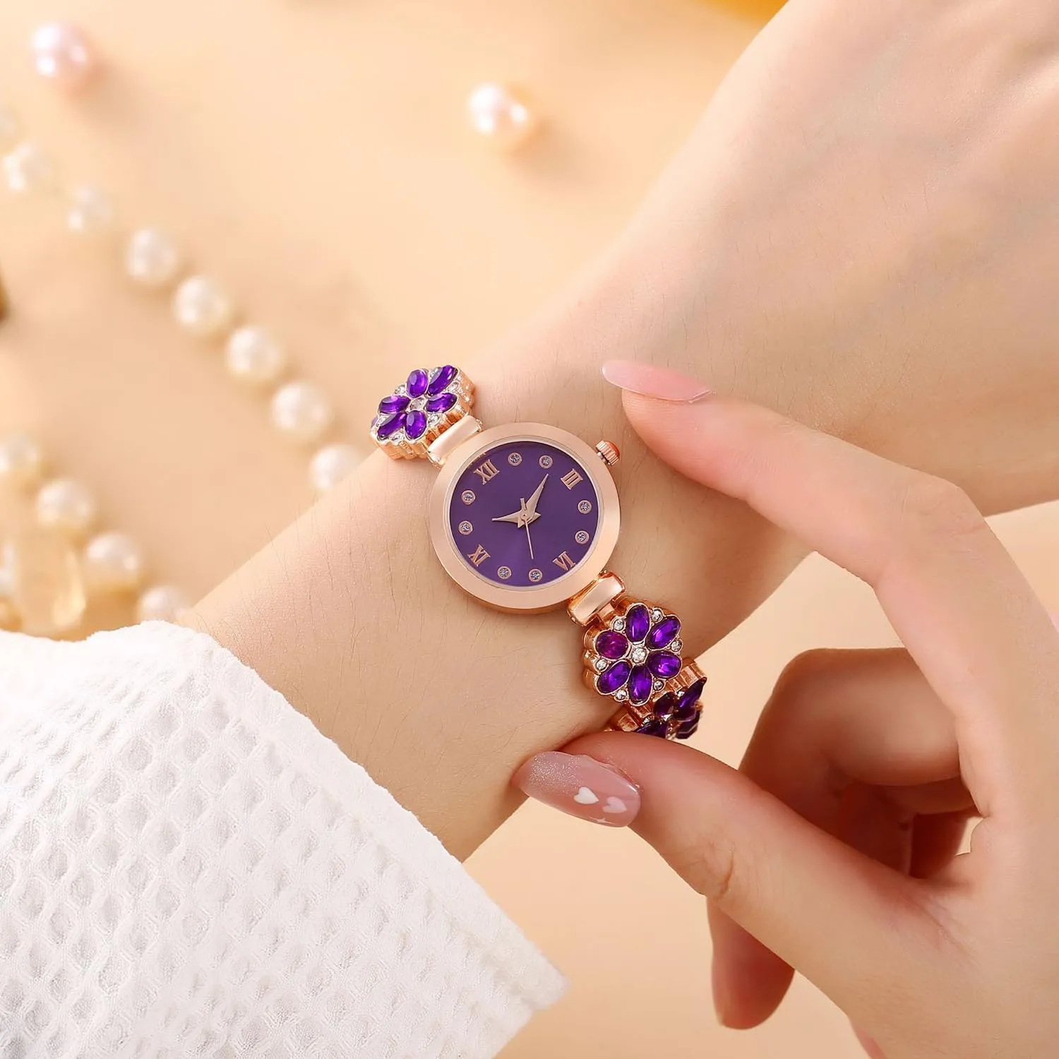 ADSBIAOYE Women's Bracelet Watch Fashion Item Waterproof Quartz Flower Shaped Watch