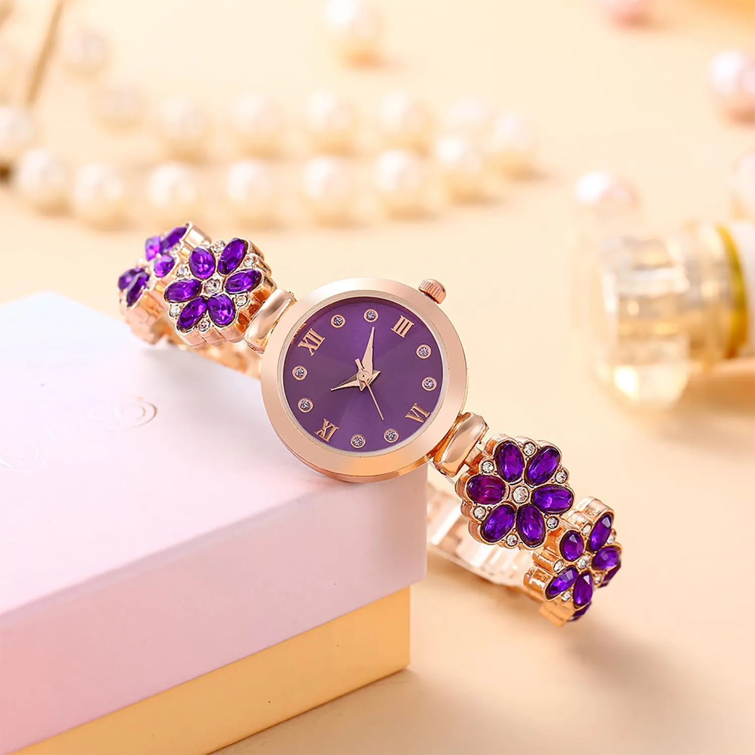 ADSBIAOYE Women's Bracelet Watch Fashion Item Waterproof Quartz Flower Shaped Watch