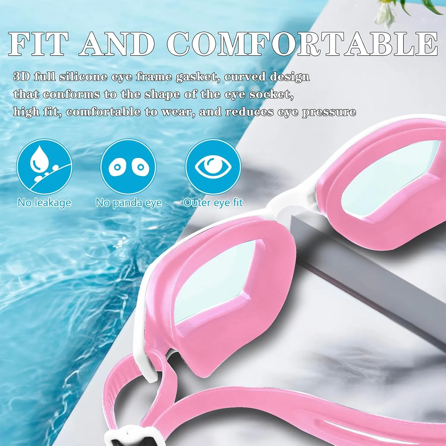 Adult Swim Goggles No Leakage Anti Fog Anti UV Swimming Goggles for Men Women Clear Vision
