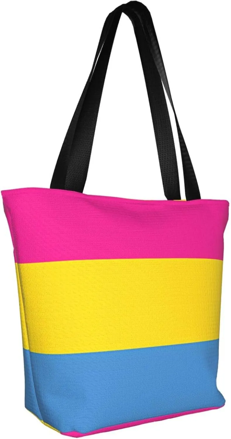 Agender flag Women's Tote Bag Lightweight Shopping Handbag Travel Shoulder Bag With Zipper