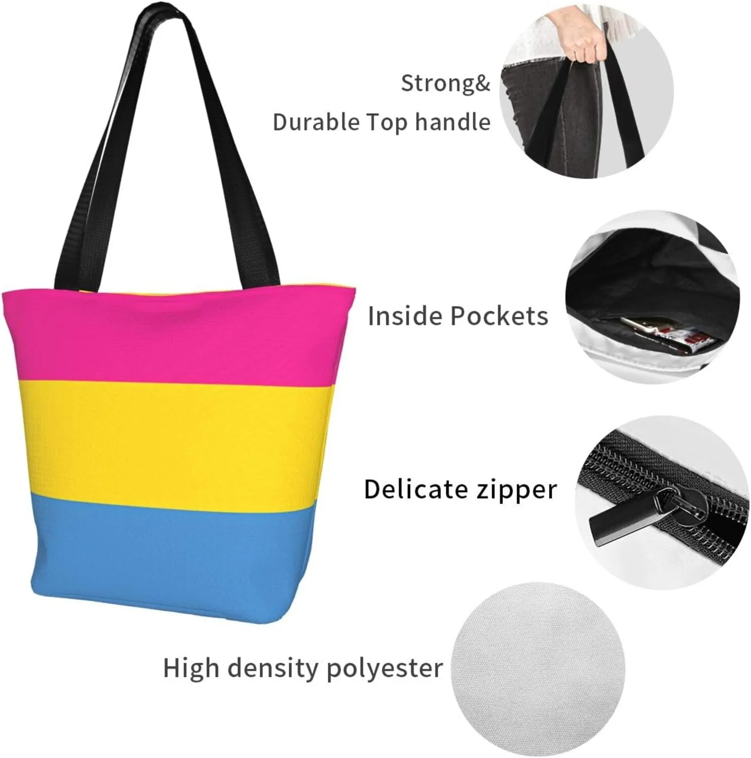 Agender flag Women's Tote Bag Lightweight Shopping Handbag Travel Shoulder Bag With Zipper
