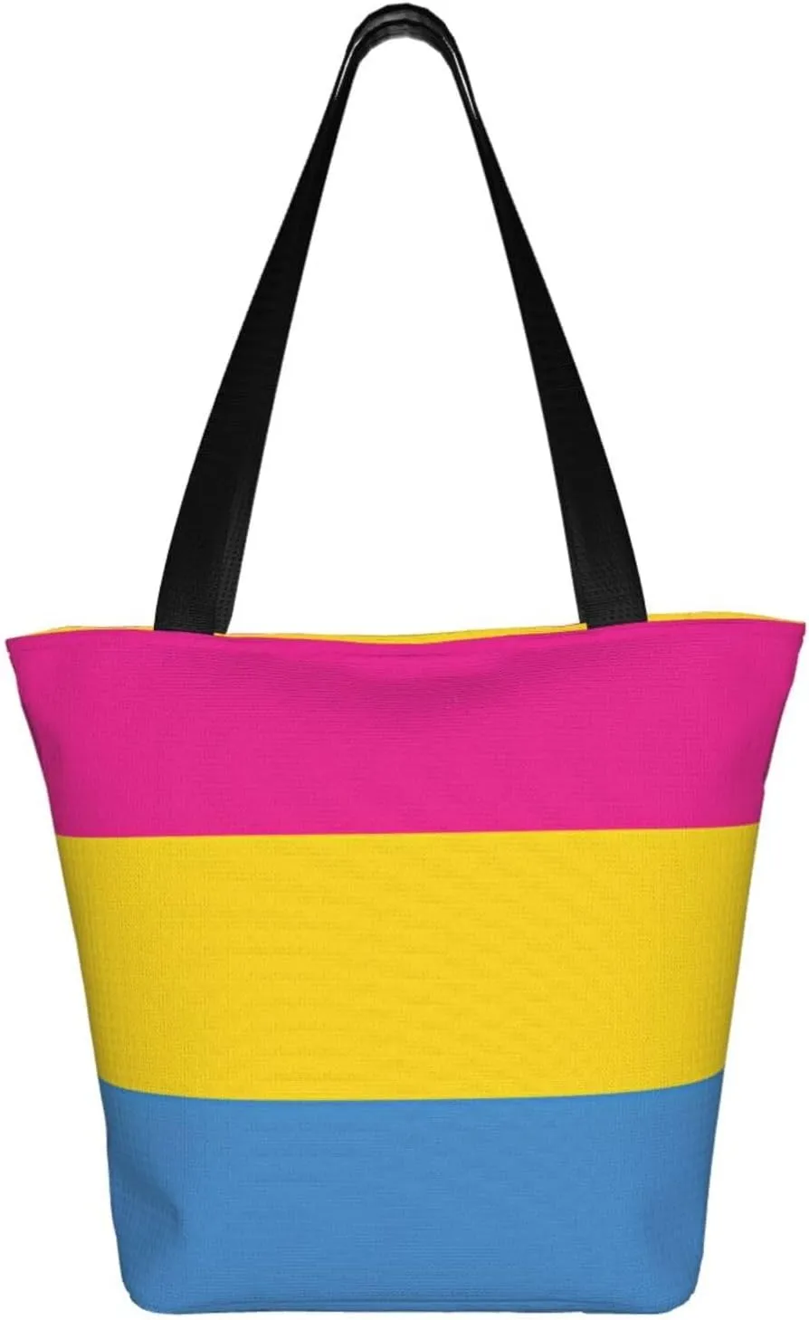 Agender flag Women's Tote Bag Lightweight Shopping Handbag Travel Shoulder Bag With Zipper