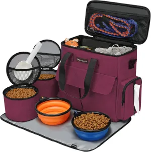 Airline Approved Pet Travel Bag, Weekend Travel Set for Dog and Cat, Tote Organizer with Multi-Function Pockets, Rose Red, Youth Large / 11-13