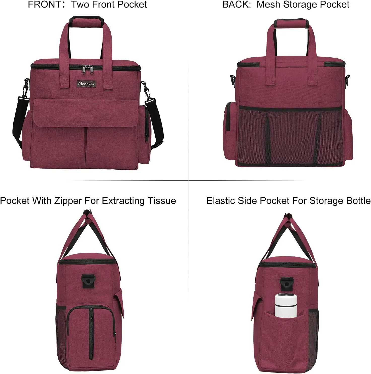 Airline Approved Pet Travel Bag, Weekend Travel Set for Dog and Cat, Tote Organizer with Multi-Function Pockets, Rose Red, Youth Large / 11-13