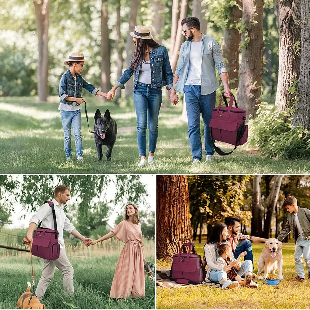 Airline Approved Pet Travel Bag, Weekend Travel Set for Dog and Cat, Tote Organizer with Multi-Function Pockets, Rose Red, Youth Large / 11-13