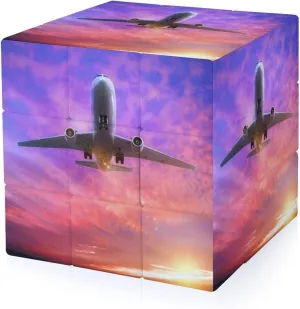 Airplanes Taking Off Deluxe Funny 3x3x3 Cube Smooth Lightweight Puzzle for Adult Graphic Printing Travel
