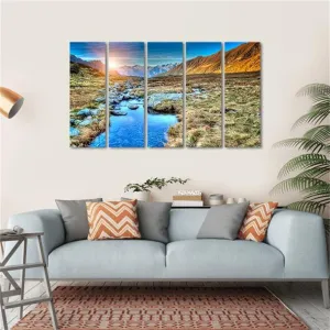 akia Canvas Wall Art Landscape Theme Pictures Home Decor Prints Prairie Sunset Mountain Paintings for Living Room Bathroom Bedroom Kitchen Office Decoration Natural Scenery Artwork