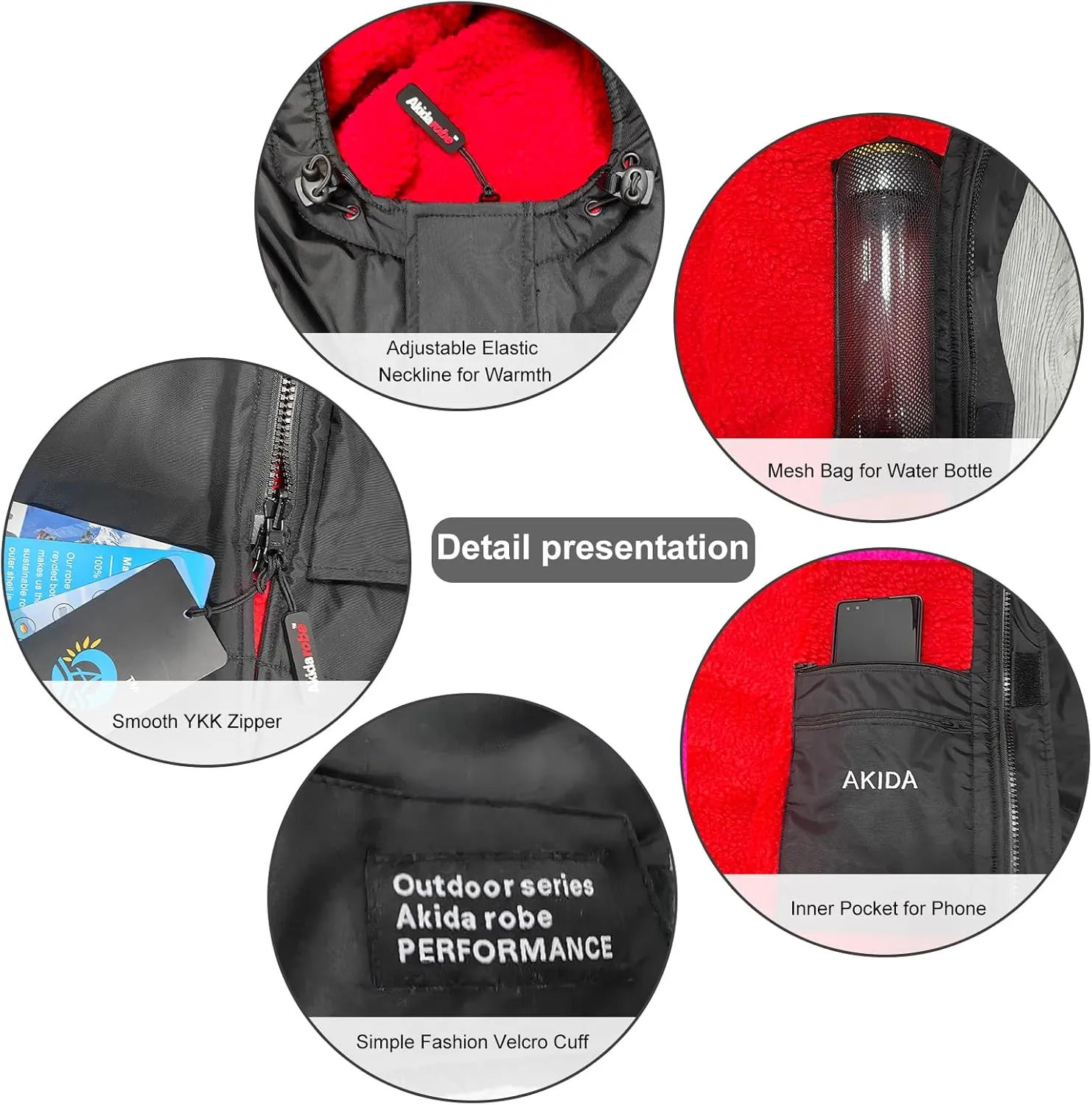 Akida Oversized Changing Robe/Swim Parka,Waterproof Surf Poncho Warm Coat Jacket,Quick Dry Wetsuit Changing Towel.