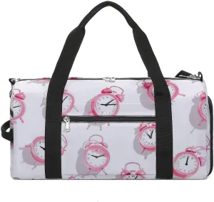 Alarm Cocks Gym Sport Bag Travel Duffel Bags Tote with Shoe Compartment Water Resistant Pouch Unisex