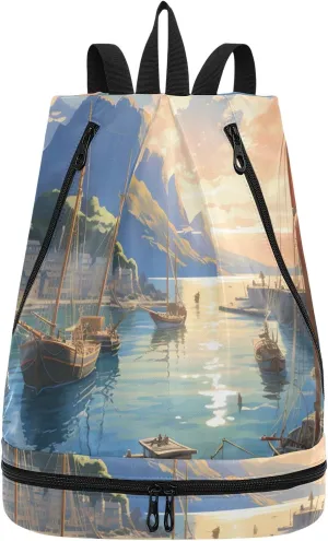 ALAZA Swimming Bags Waterproof Gym Bag Swim Backpack for Beach Sports Sailing Sailboat Seaway Pool Swimmers Men and Women