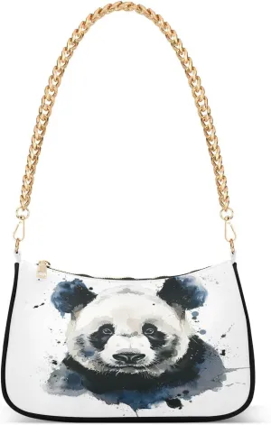 ALAZA Watercolor Panda Portrait Shoulder Bag Purse for Women Tote Handbag with Zipper Closure