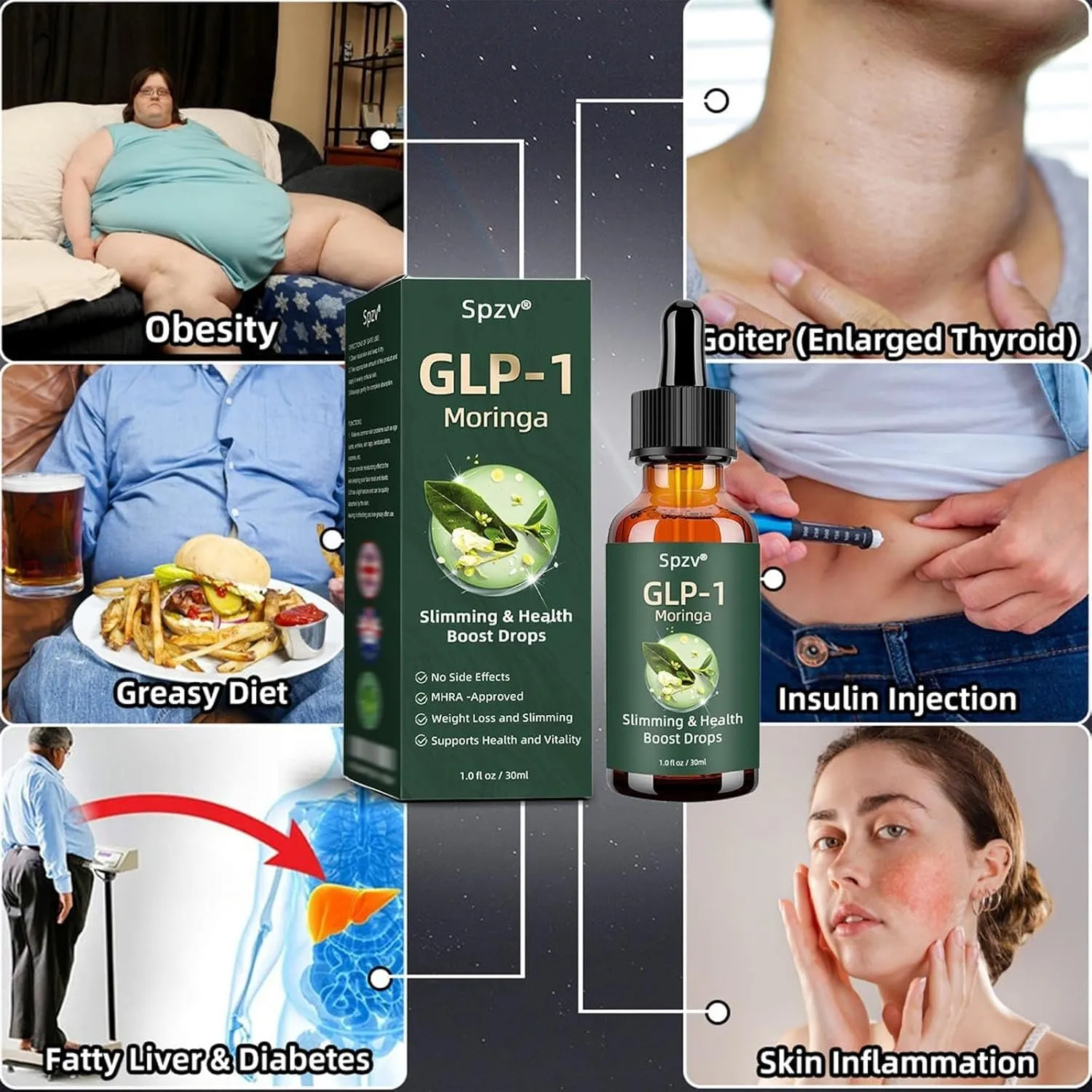 ALECH GLP-1 Moringa Health Boost Drops, Natural Plant Extract Concentrate(3 Sets)