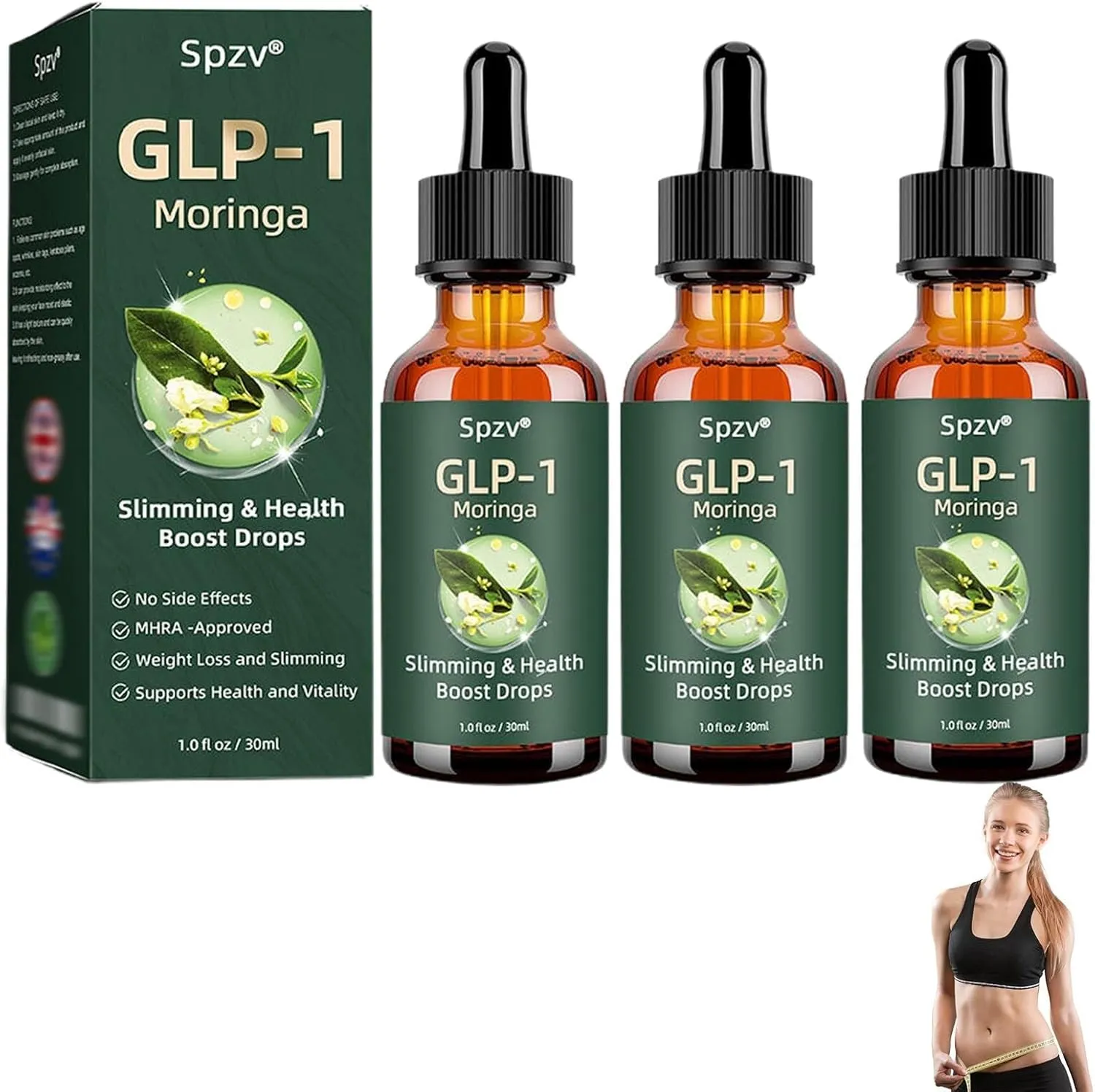 ALECH GLP-1 Moringa Health Boost Drops, Natural Plant Extract Concentrate(3 Sets)