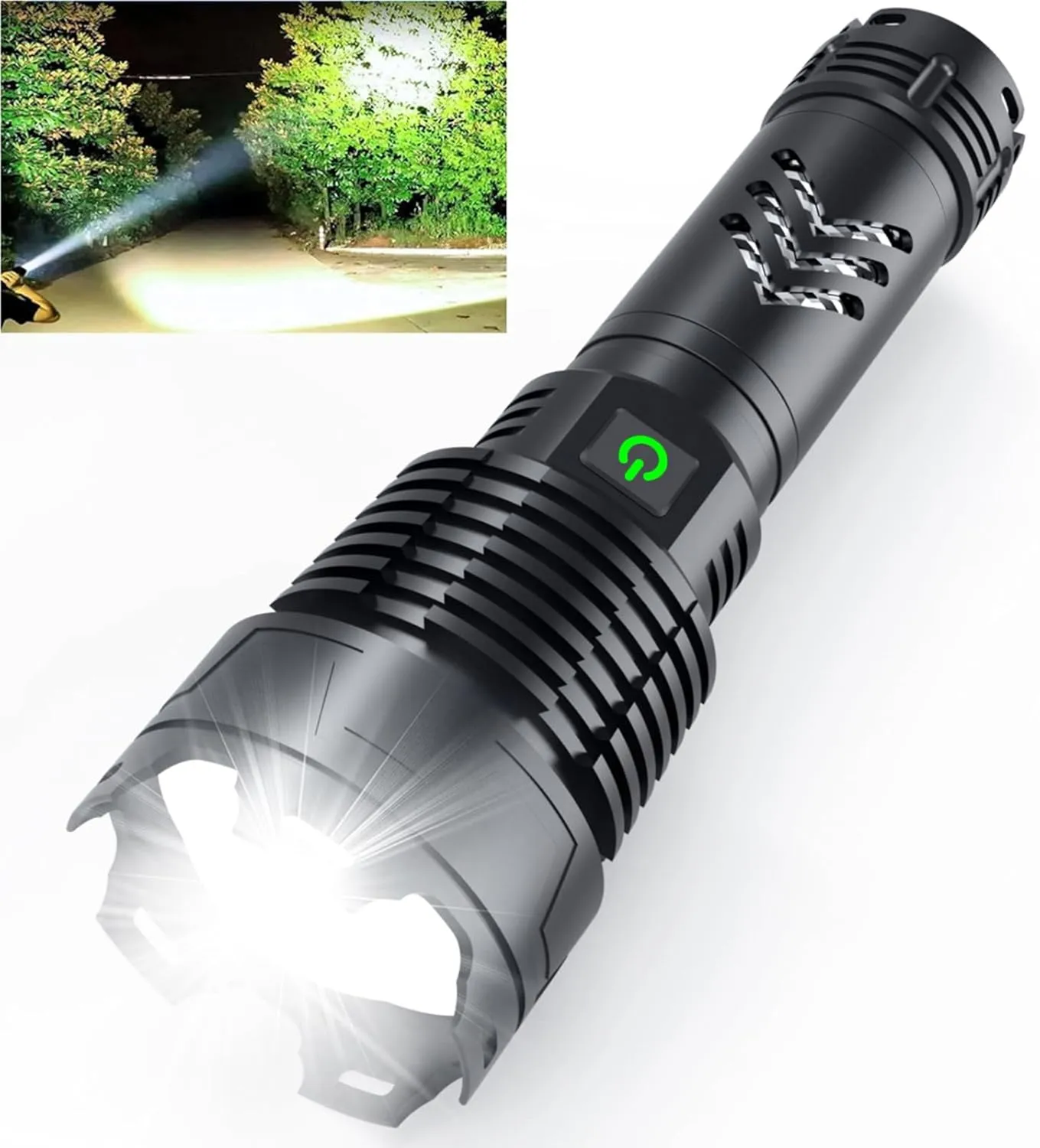 Alifa Rechargeable Flashlights 1500000High Lumens, LED Powerful Super Bright Flashlight, 5 Mode Zoomable Tactical Flashlights Waterproof, Output Funtion & 24H Long Life for Emergencies Camping.