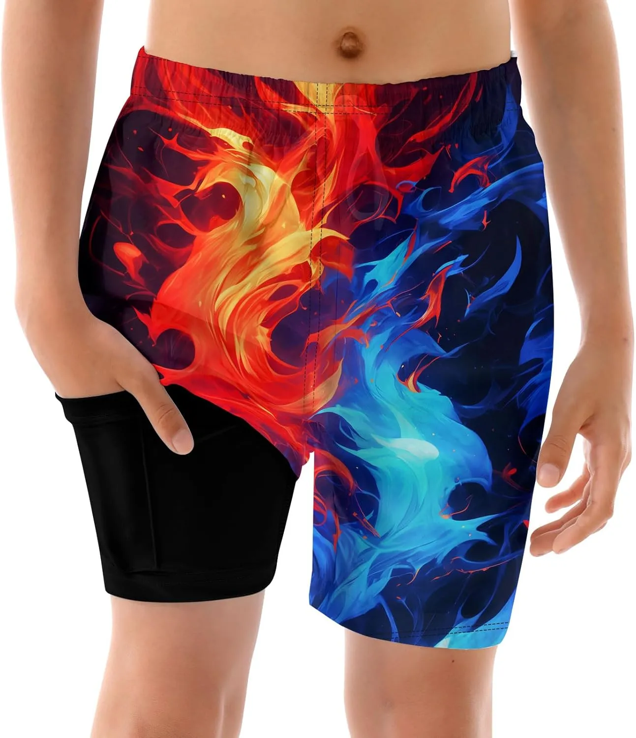 ALISISTER Boys Swim Trunks with Compression Liner with Pockets Bathing Suit 2-20 Years Old