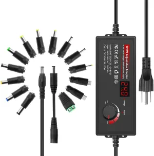 ALITOVE Universal Power Supply 4V-24V 5A 120W Adjustable AC/DC Power Adapter 100-240V AC to DC 24V 19V 12V 5V 9V 6V 5A 4A Mulit-Voltage Variable Switching Converter with Polarity Converter & 14 Tips