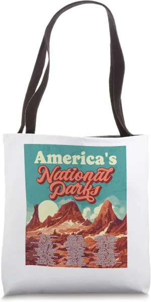All 63 National Parks List 2022 - Mountain Scene Art Design Tote Bag