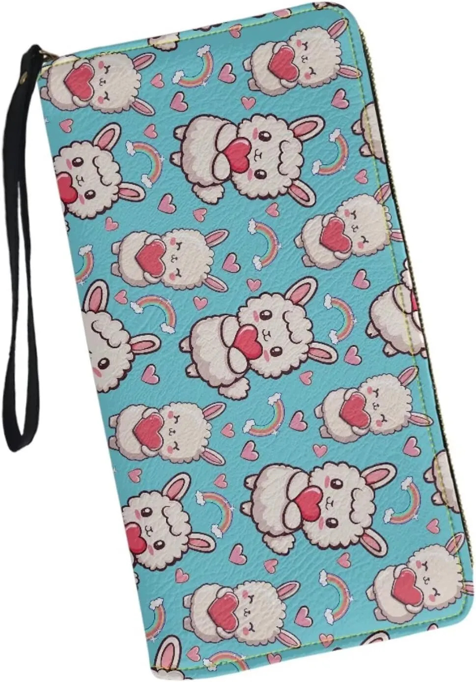 Alpaca Wallets for Women PU Leather Credit Card Holder Large Capacity Wristlet