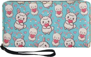 Alpaca Wallets for Women PU Leather Credit Card Holder Large Capacity Wristlet