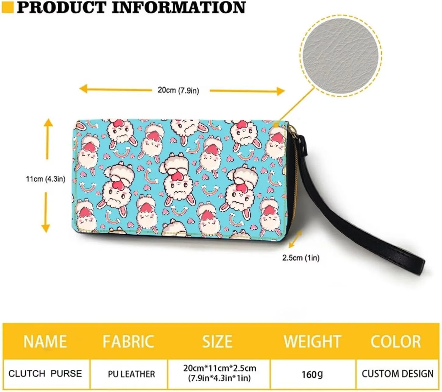 Alpaca Wallets for Women PU Leather Credit Card Holder Large Capacity Wristlet