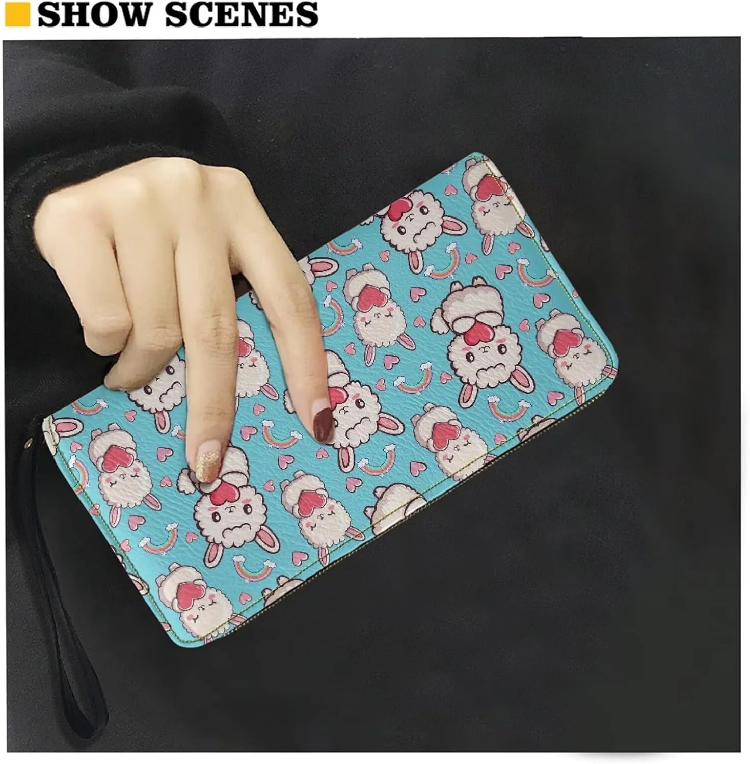 Alpaca Wallets for Women PU Leather Credit Card Holder Large Capacity Wristlet